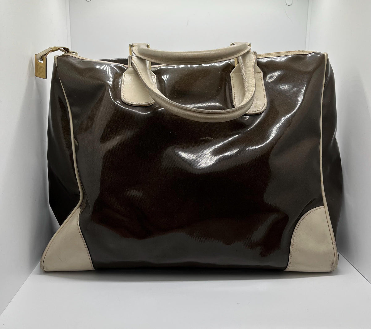 Carlotta Borsa Carlotta marrone con profili crema  — anni ’70