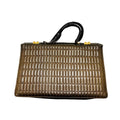 Brown Quilted  Borsa italiana in pelle marrone trapuntata — anni ’70