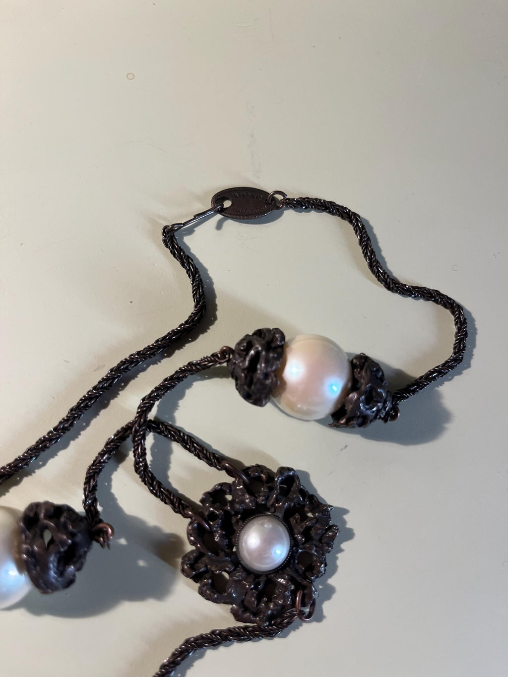 Collana pendente Bozart fine anni 70 con perle