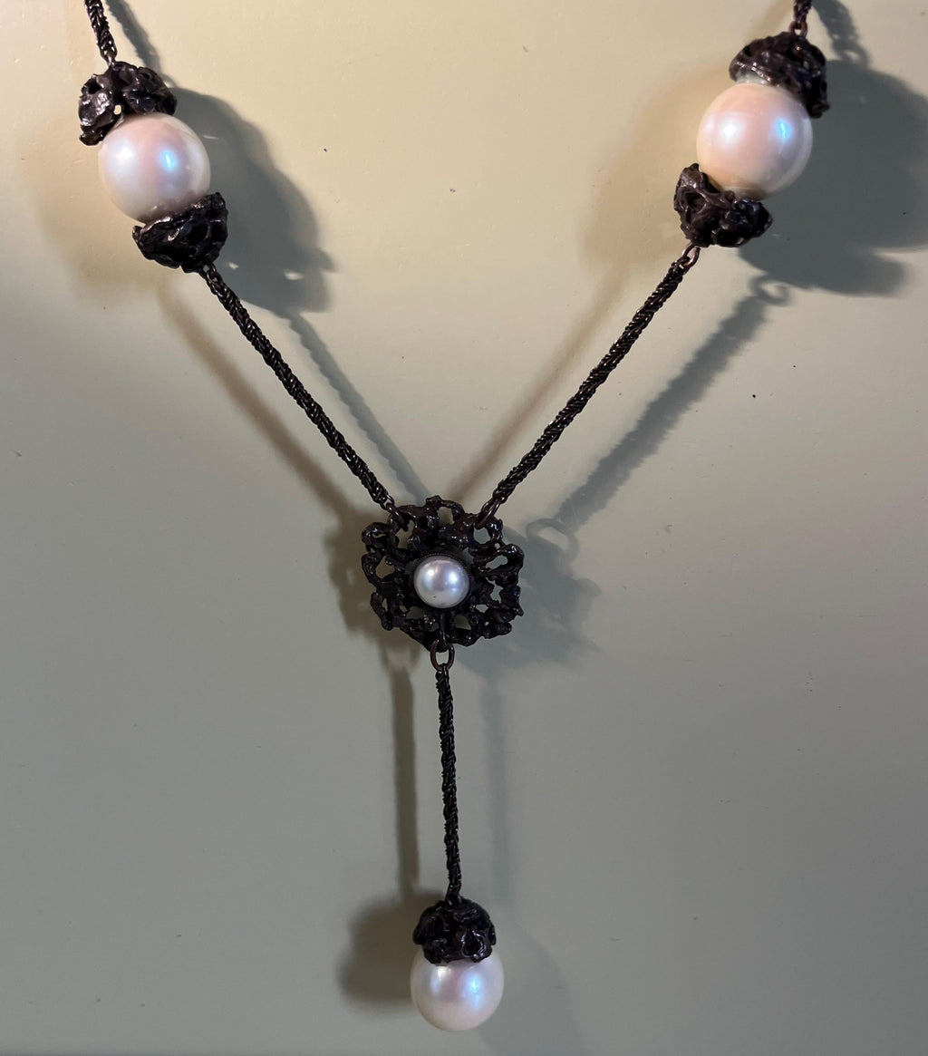 Collana pendente Bozart fine anni 70 con perle