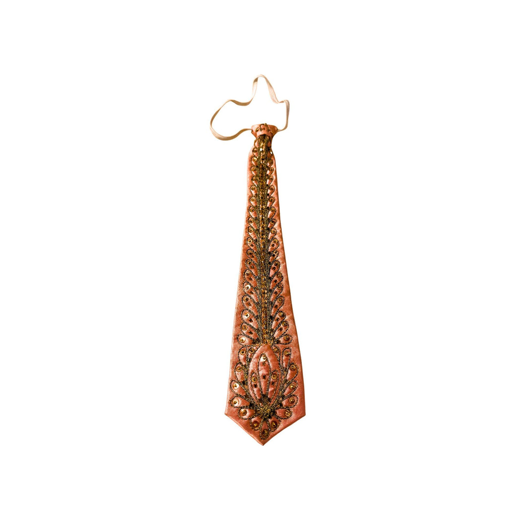 cravatta rosa vintage ricamata da donna