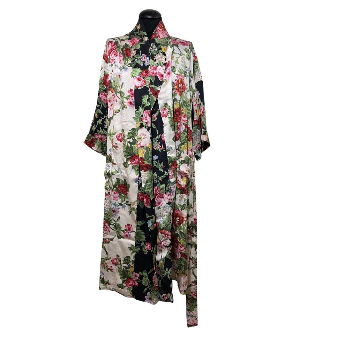 Silk Flowers  Vestaglia Vivis in seta floreale Made in Italy — anni ’90