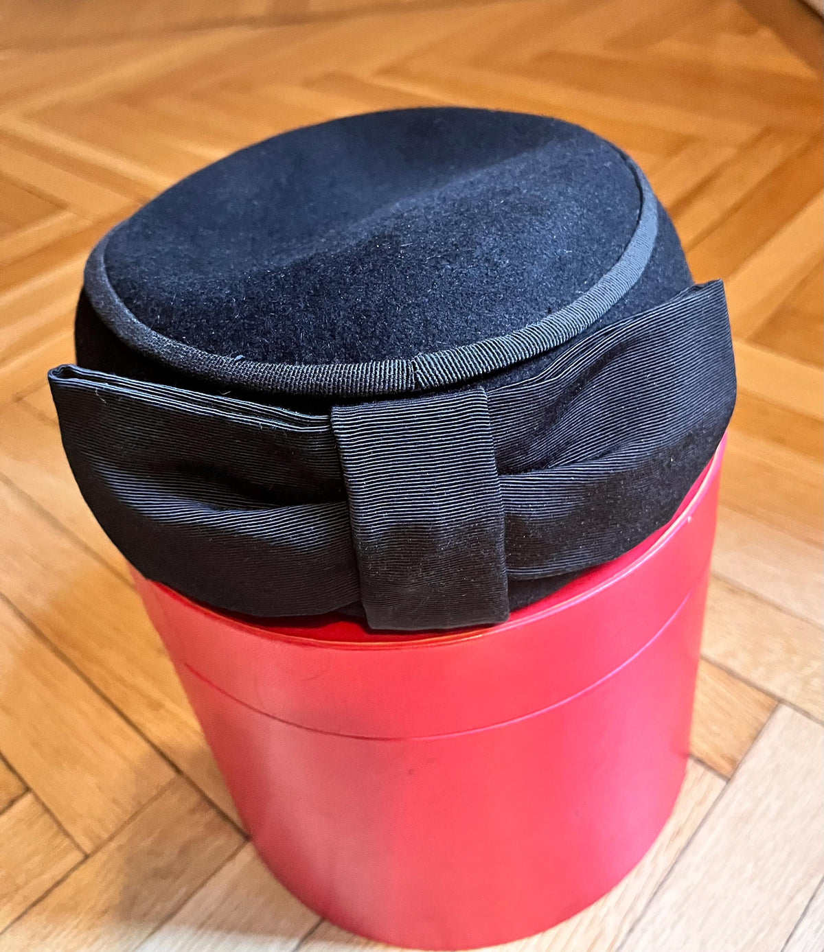 Gallia & Peter 1950s Black Wool Hat