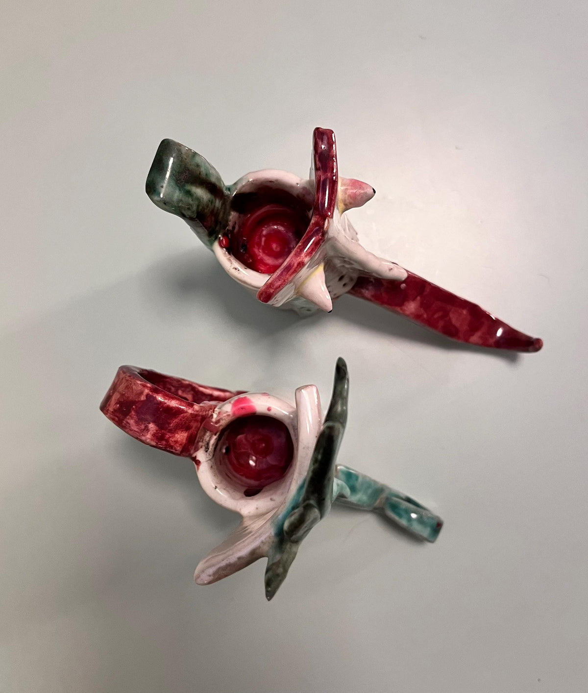 Coppia di portacandele in ceramica anni 60