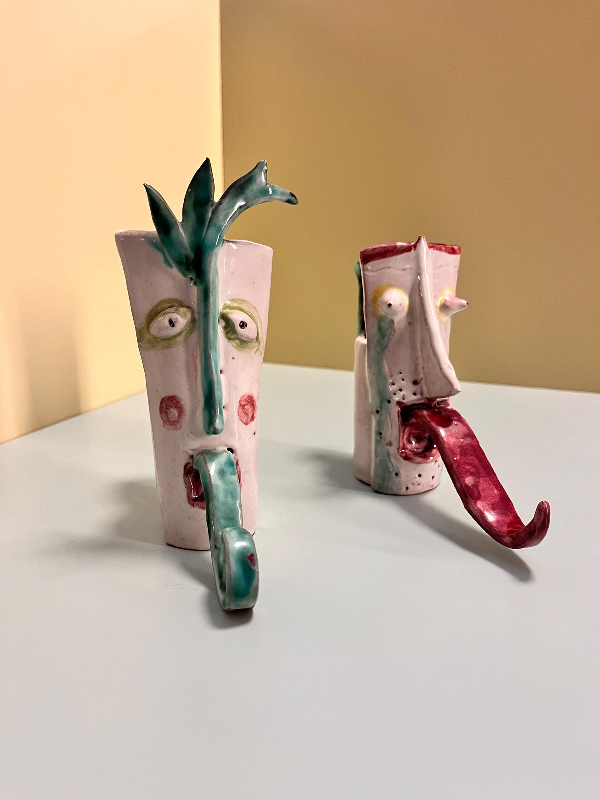 Coppia di portacandele in ceramica anni 60