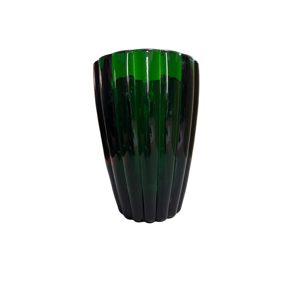 Italian Vintage Ribbed Glass Vase – 1960s