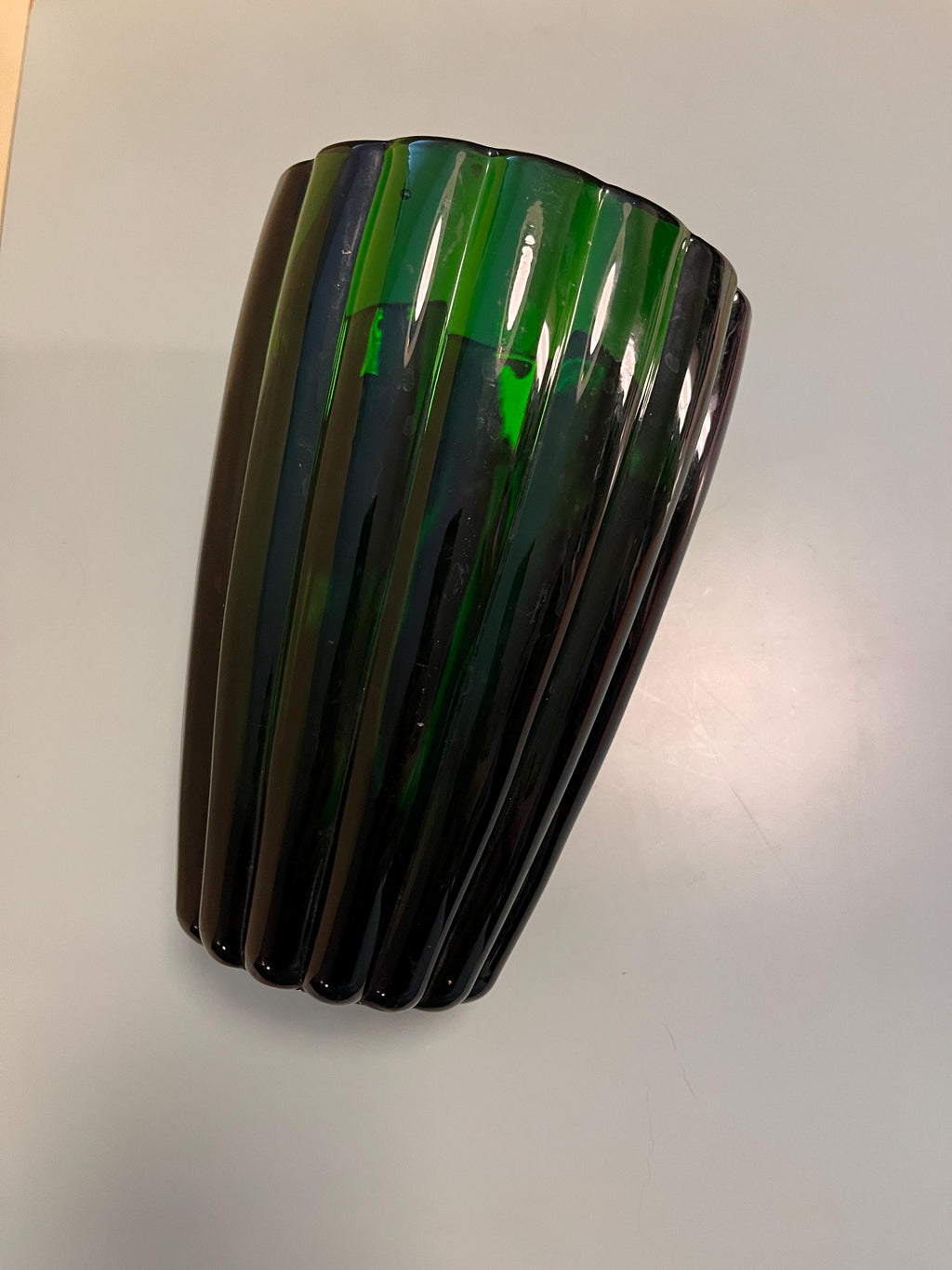 Italian Vintage Ribbed Glass Vase – 1960s