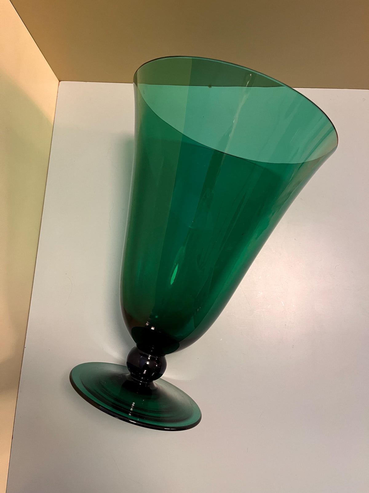 Italian Vintage Green Glass Chalice Vase – 1960s, Empoli Style