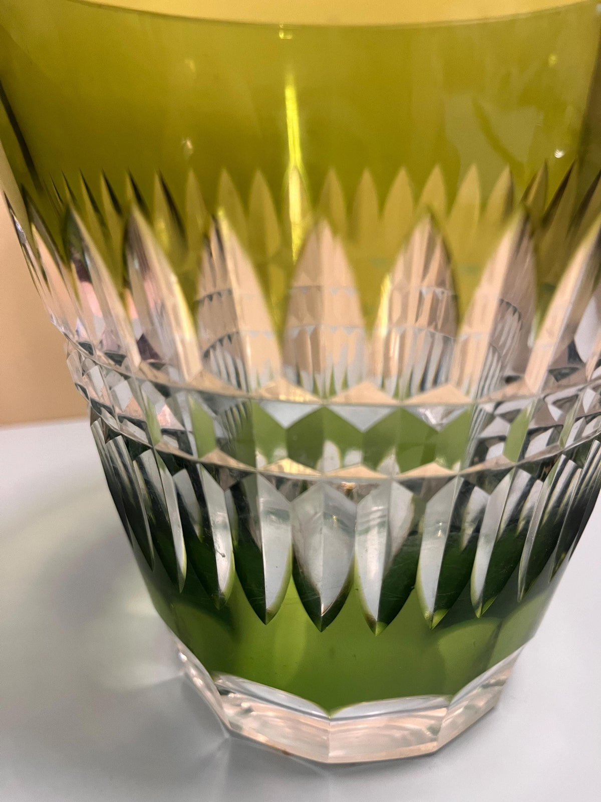 Antique Green Cut Crystal Vase – Val Saint Lambert