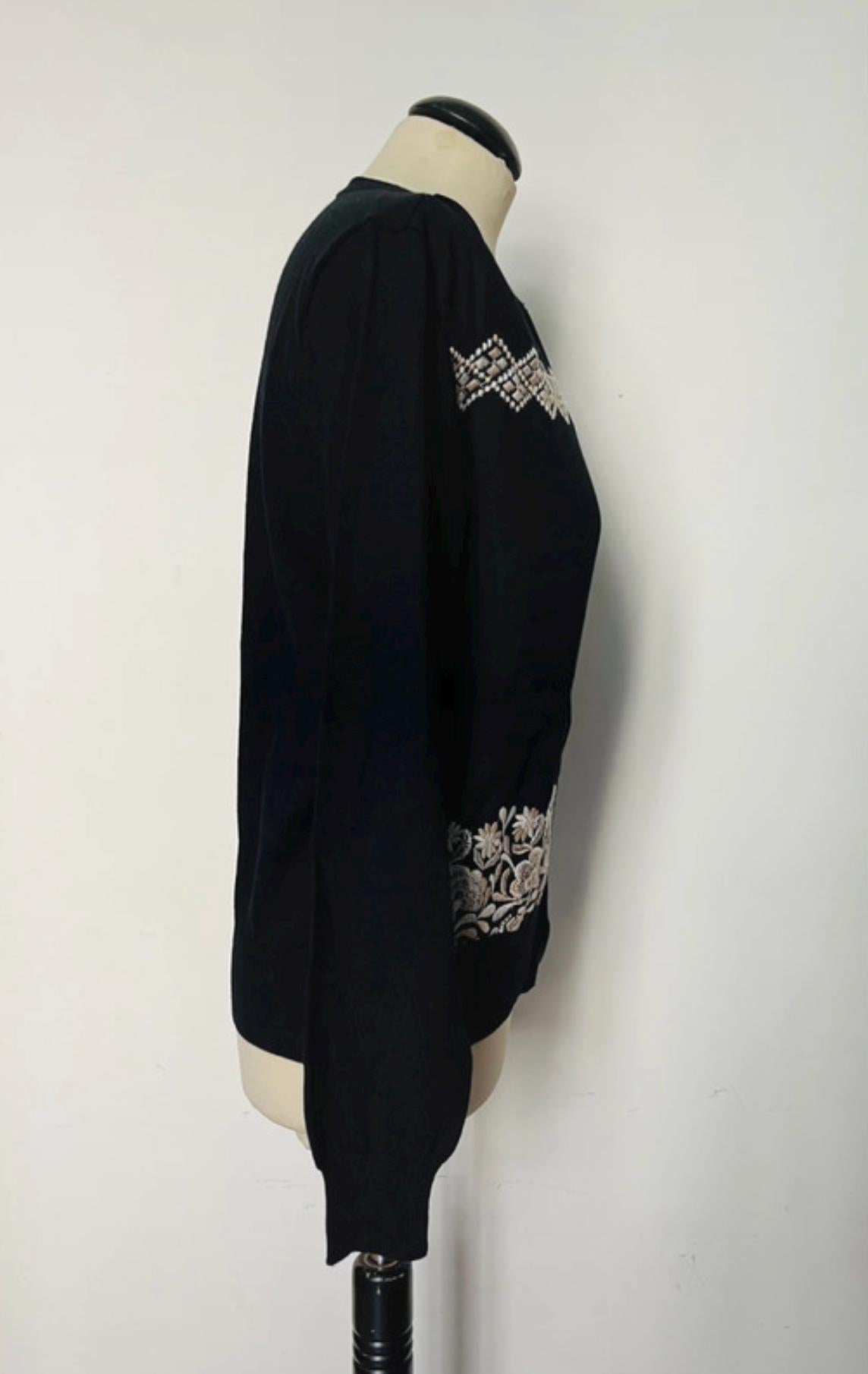 Antipast Black Cardigan with Floral Embroidery