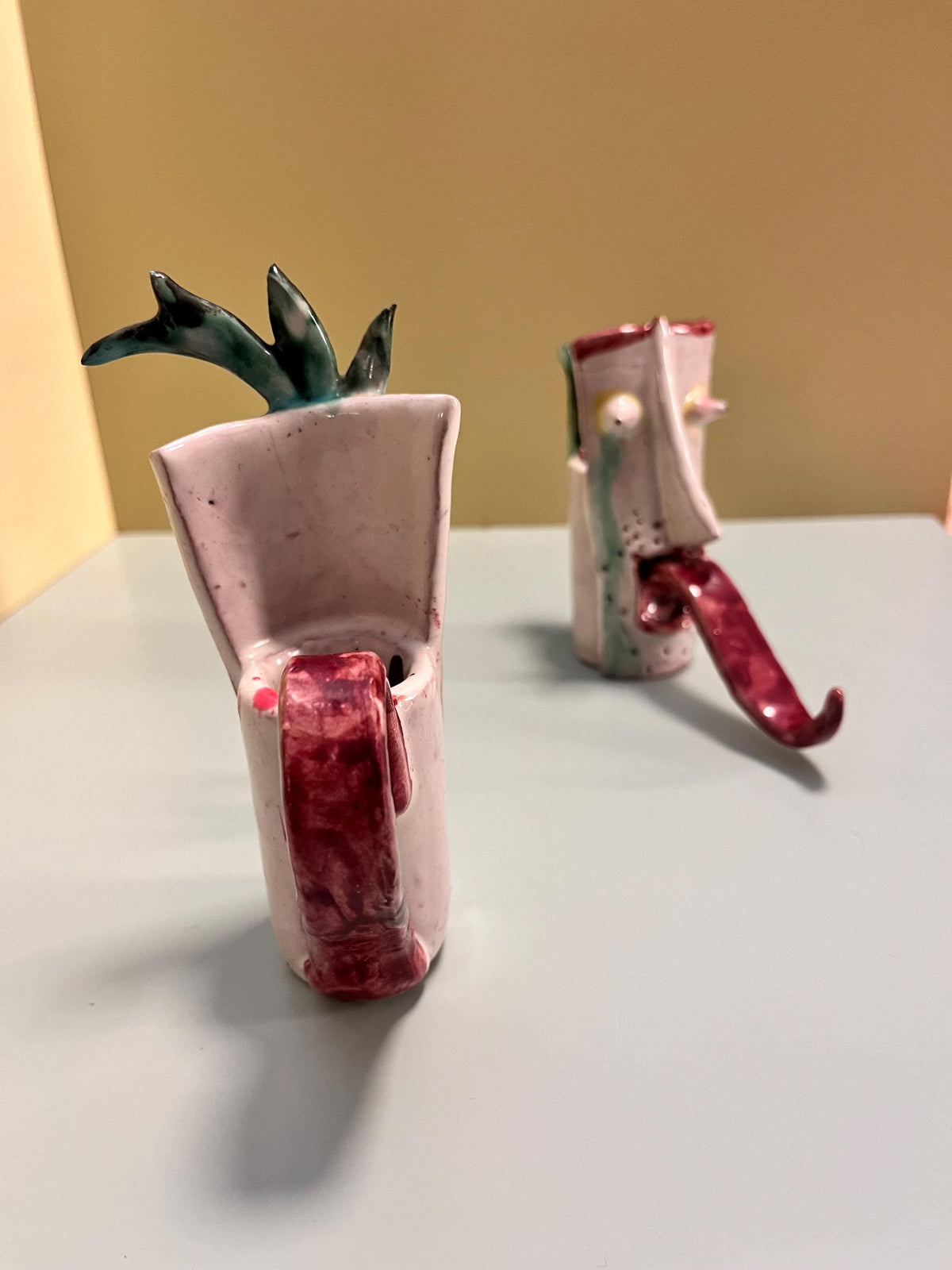 Coppia di portacandele in ceramica anni 60