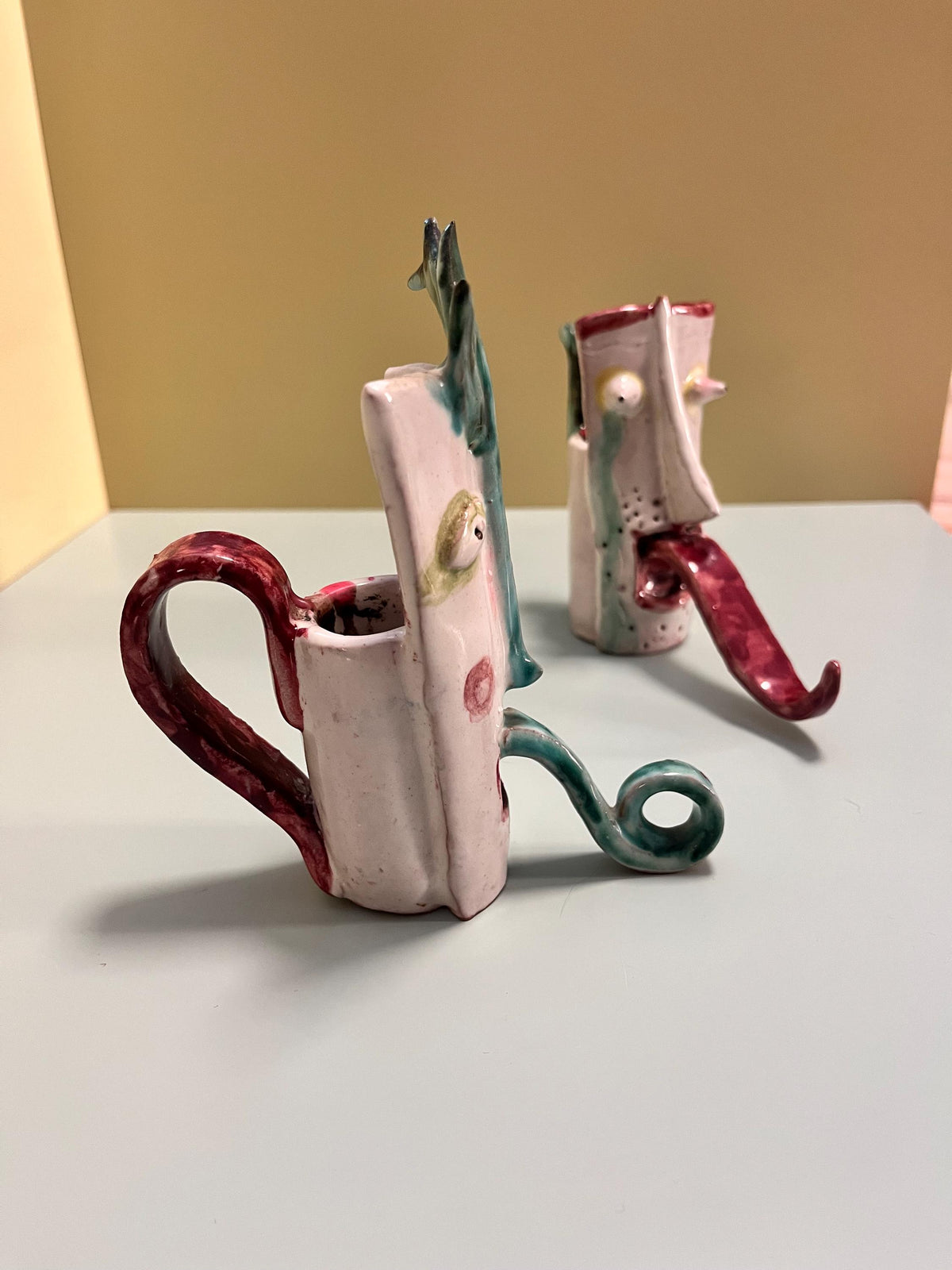Coppia di portacandele in ceramica anni 60