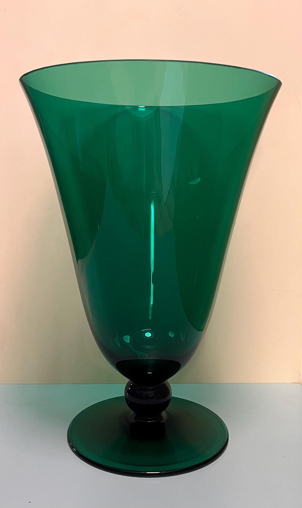 Italian Vintage Green Glass Chalice Vase – 1960s, Empoli Style