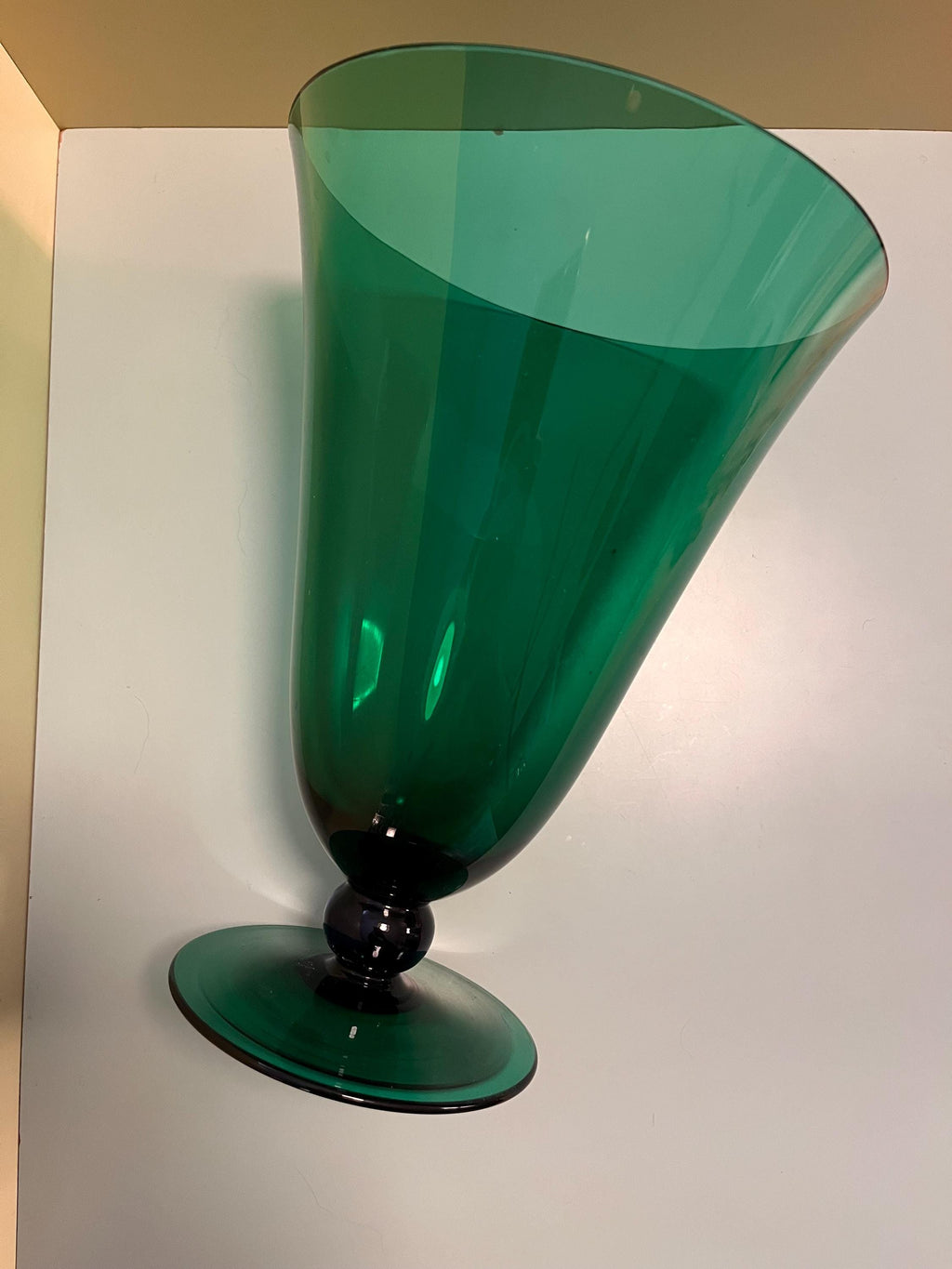 Italian Vintage Green Glass Chalice Vase – 1960s, Empoli Style