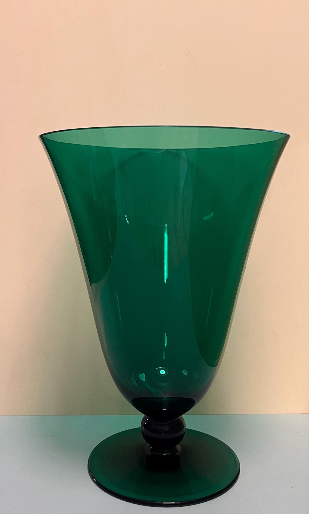 Italian Vintage Green Glass Chalice Vase – 1960s, Empoli Style