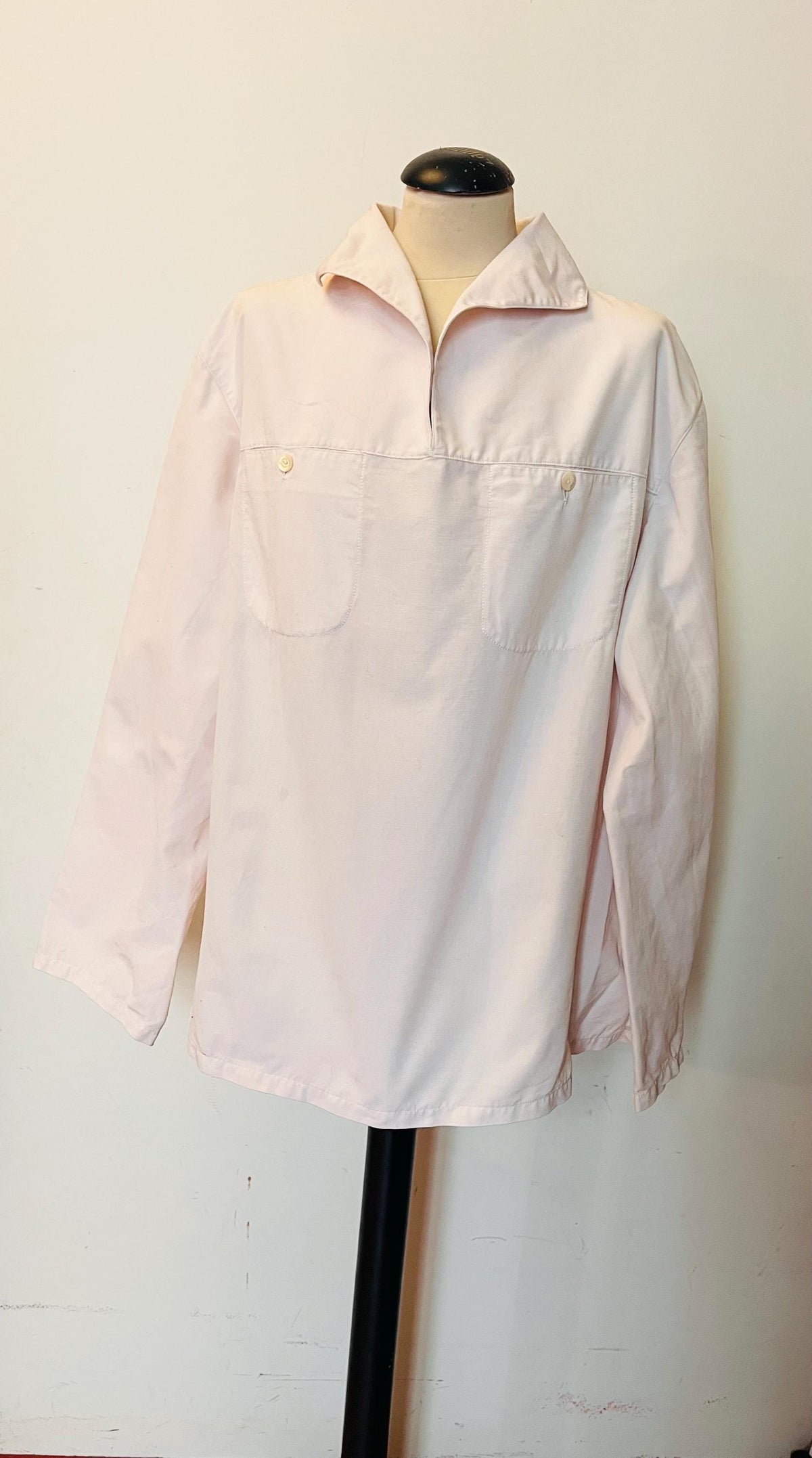 1970s Vintage Cotton Tunic – Nautical Pullover Shirt with Chest Pockets – Beach & Sailing Top