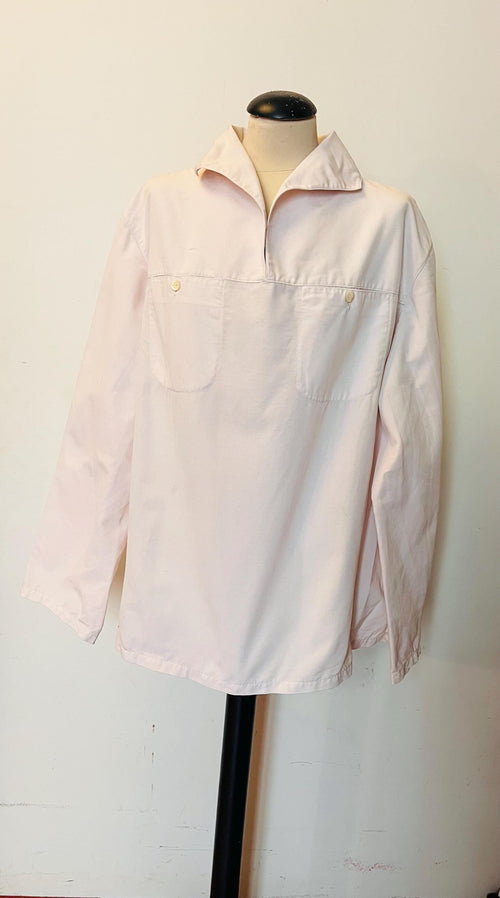 1970s Vintage Cotton Tunic – Nautical Pullover Shirt with Chest Pockets – Beach & Sailing Top