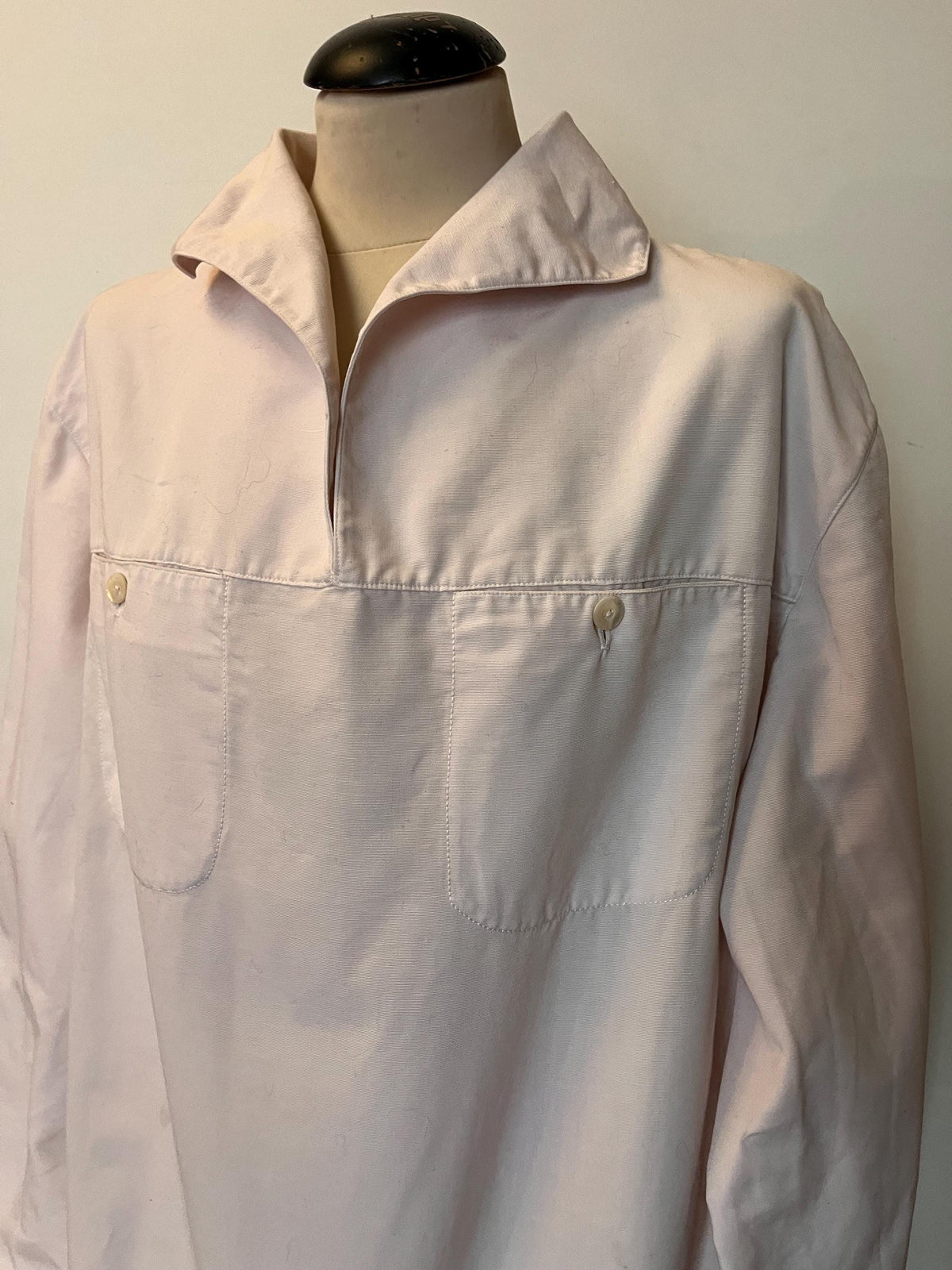 1970s Vintage Cotton Tunic – Nautical Pullover Shirt with Chest Pockets – Beach & Sailing Top