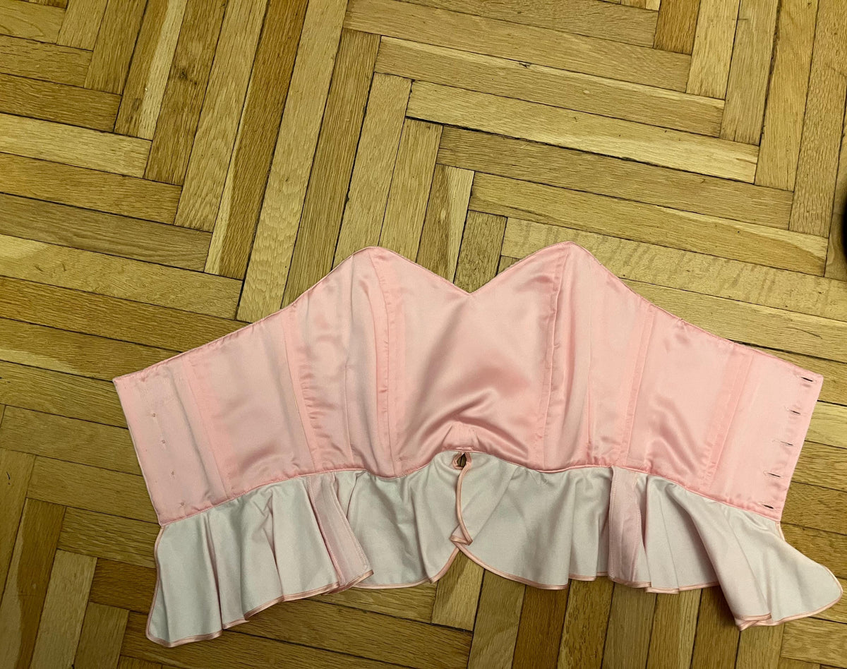 Pink Velvet  Bustier sartoriale in velluto rosa — Made in Italy, anni ’80