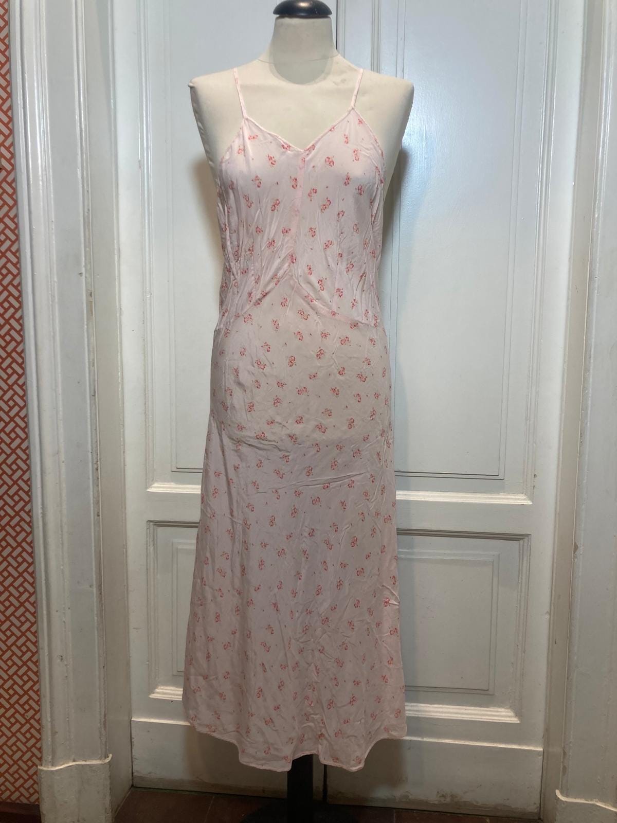 Sottoveste in seta rosa a fiori anni ’60