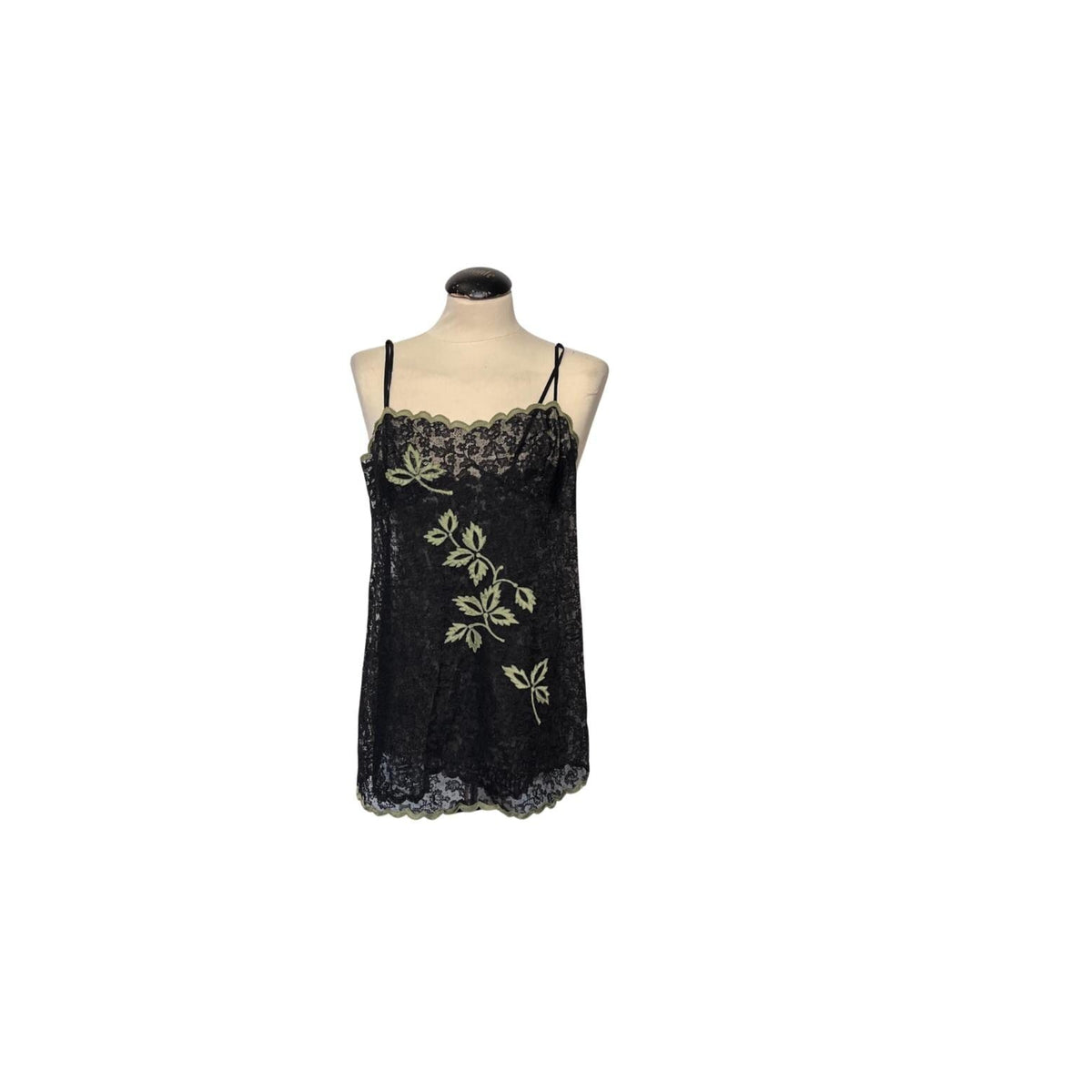 Sottoveste in pizzo nero con ricami floreali anni ’60