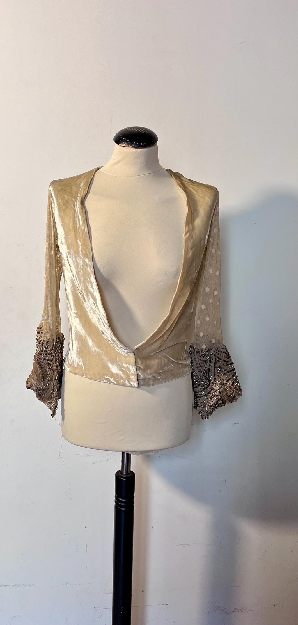Camicia in velluto di seta e pizzo anni ’20