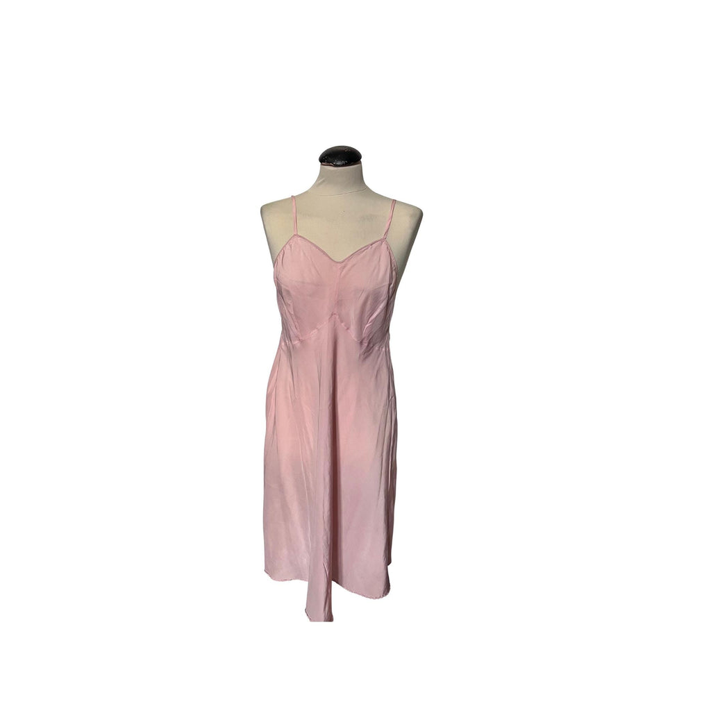 1970s pink silk slip dress
