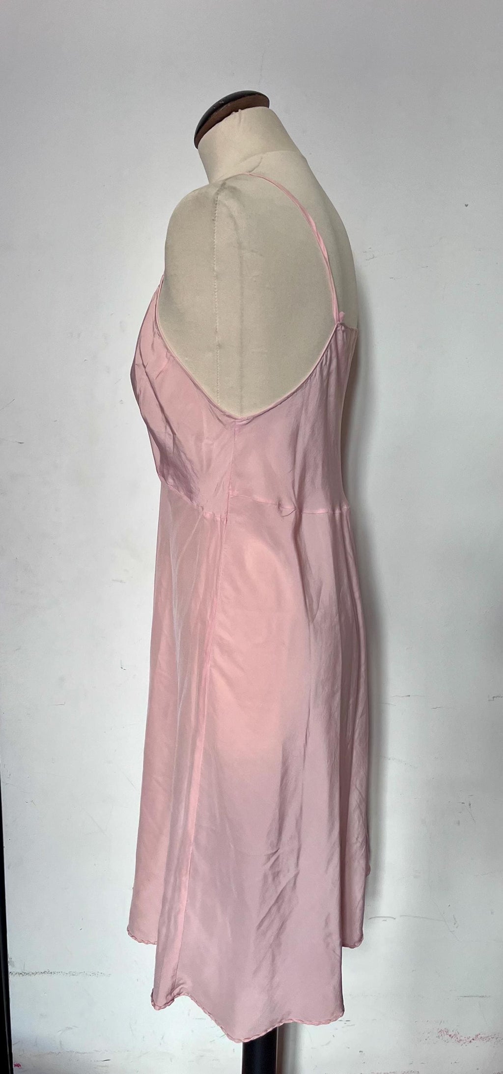 1970s pink silk slip dress