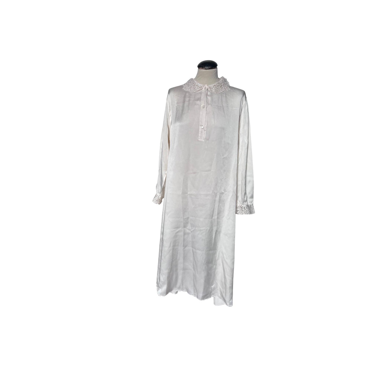 Silk nightgown with lace collar