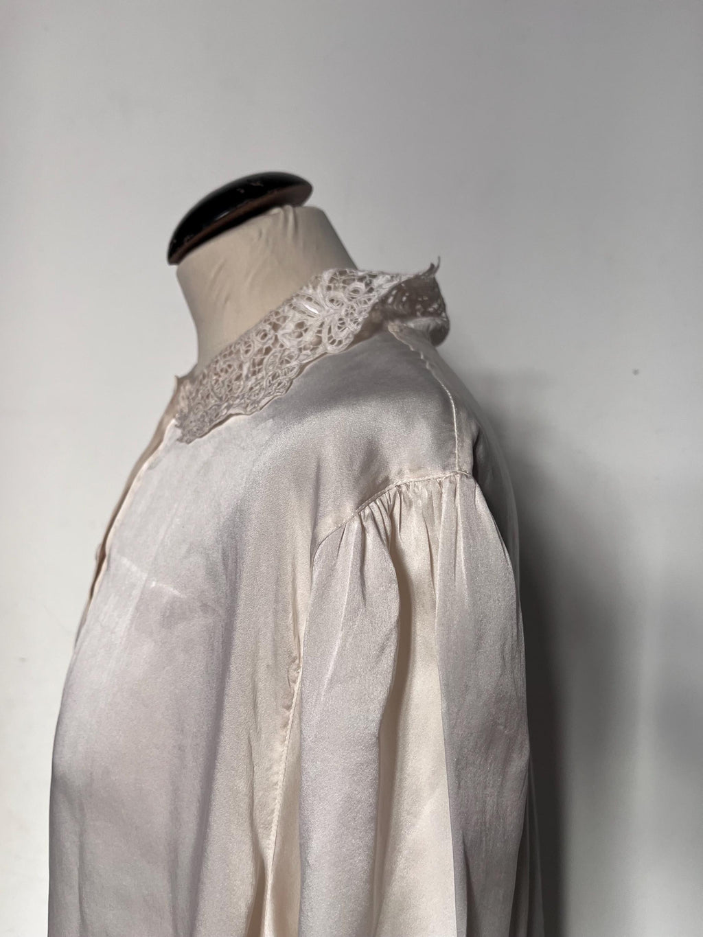 Silk nightgown with lace collar