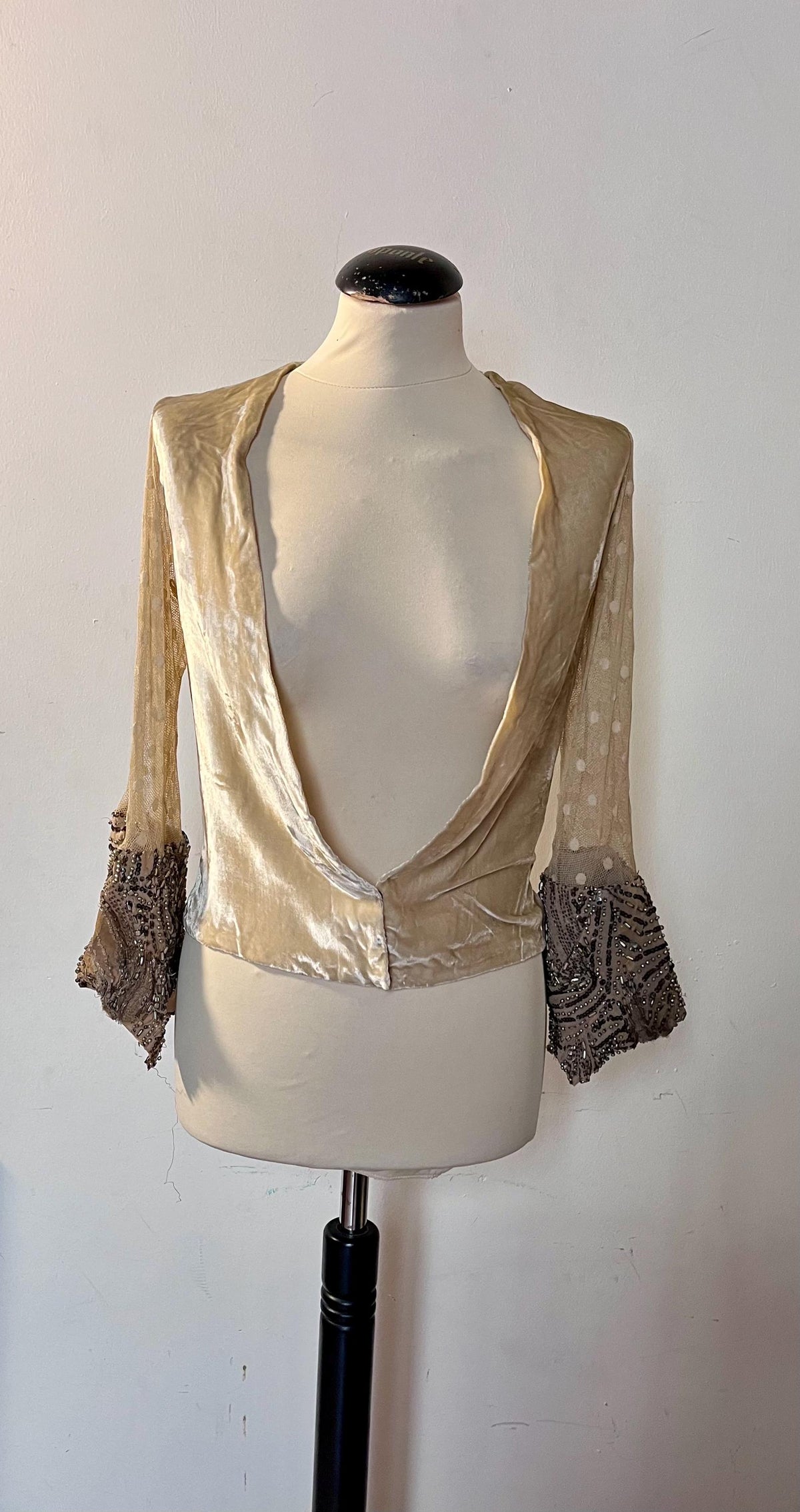 Camicia in velluto di seta e pizzo anni ’20