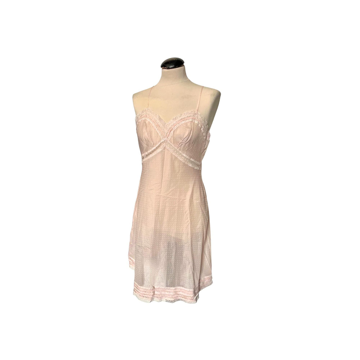 1970s pink polka dot slip dress
