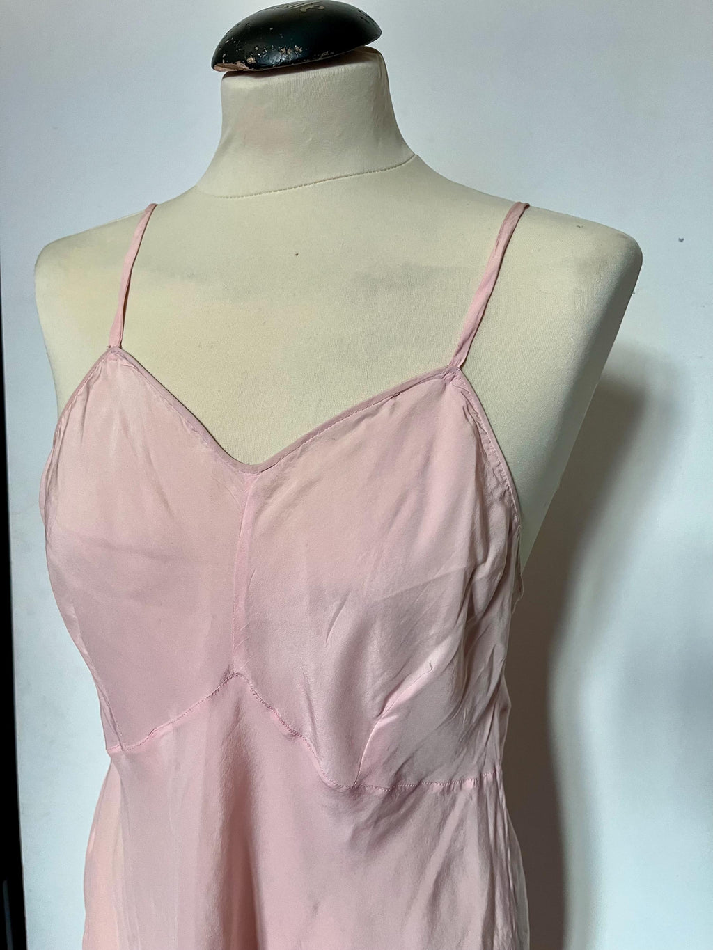 1970s pink silk slip dress