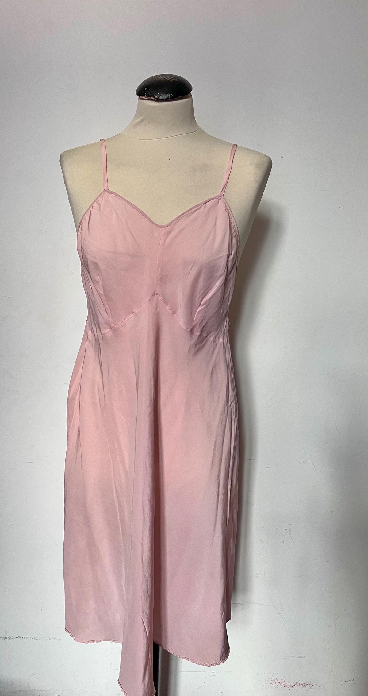 1970s pink silk slip dress