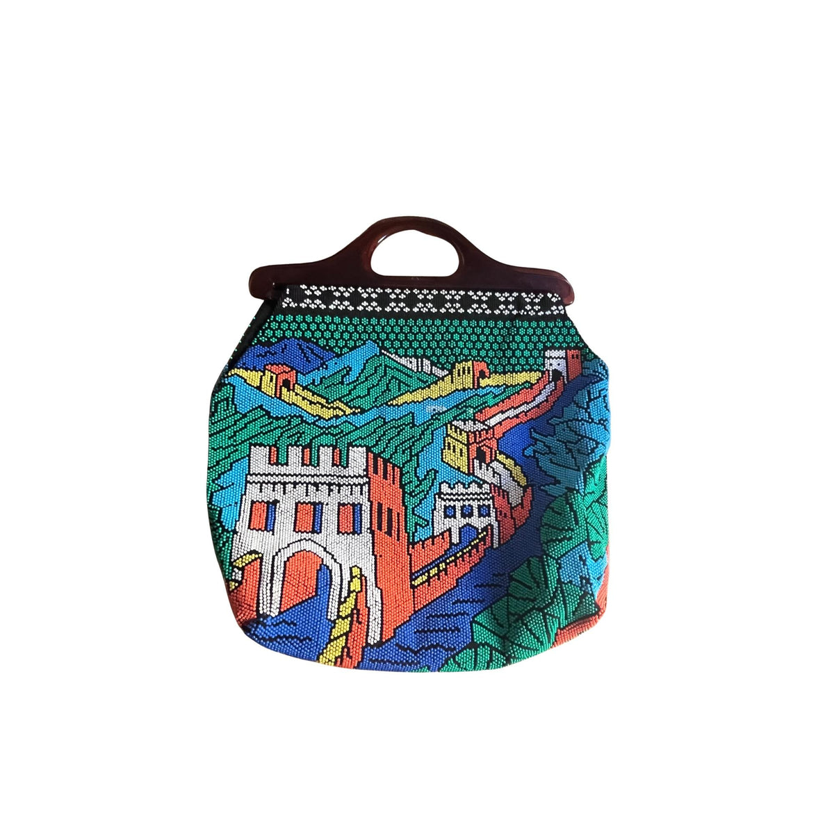1970s scenic beaded bag