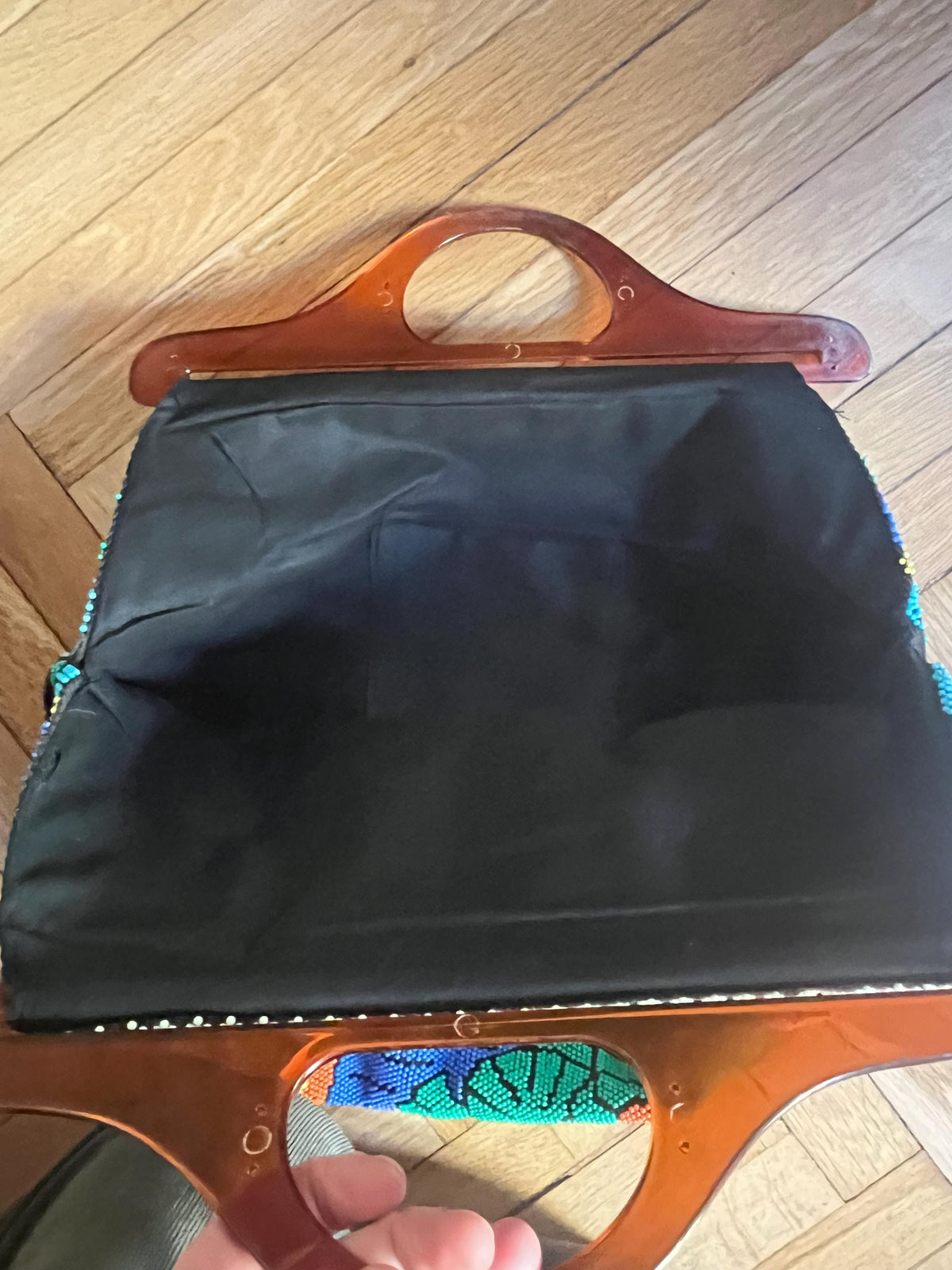 1970s scenic beaded bag