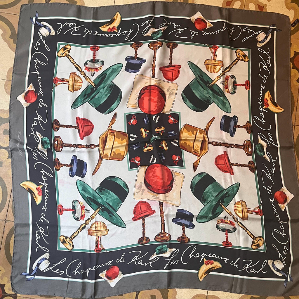 Karl Lagerfeld Silk Scarf “Les Chapeaux de Karl”