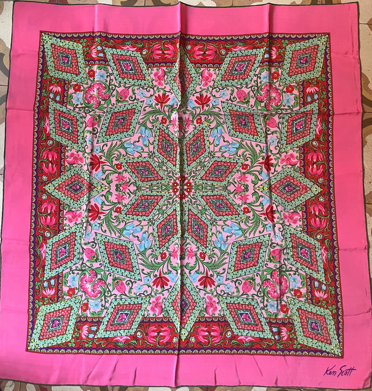 Vintage 1980s Ken Scott Silk Scarf