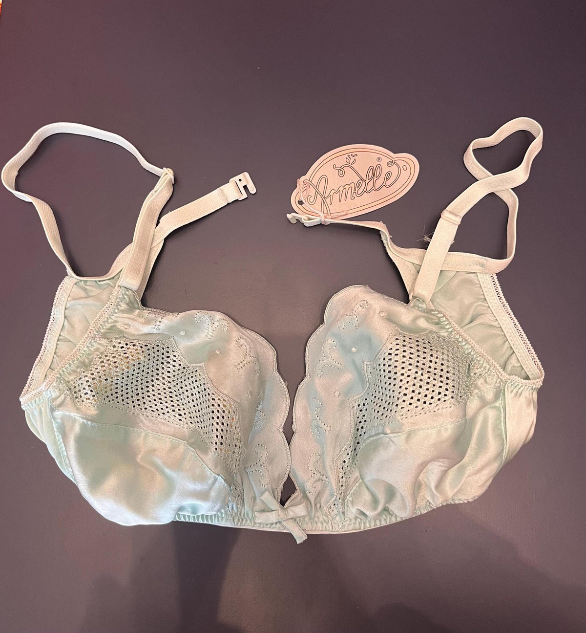 Reggiseno vintage in seta color verde chiaro