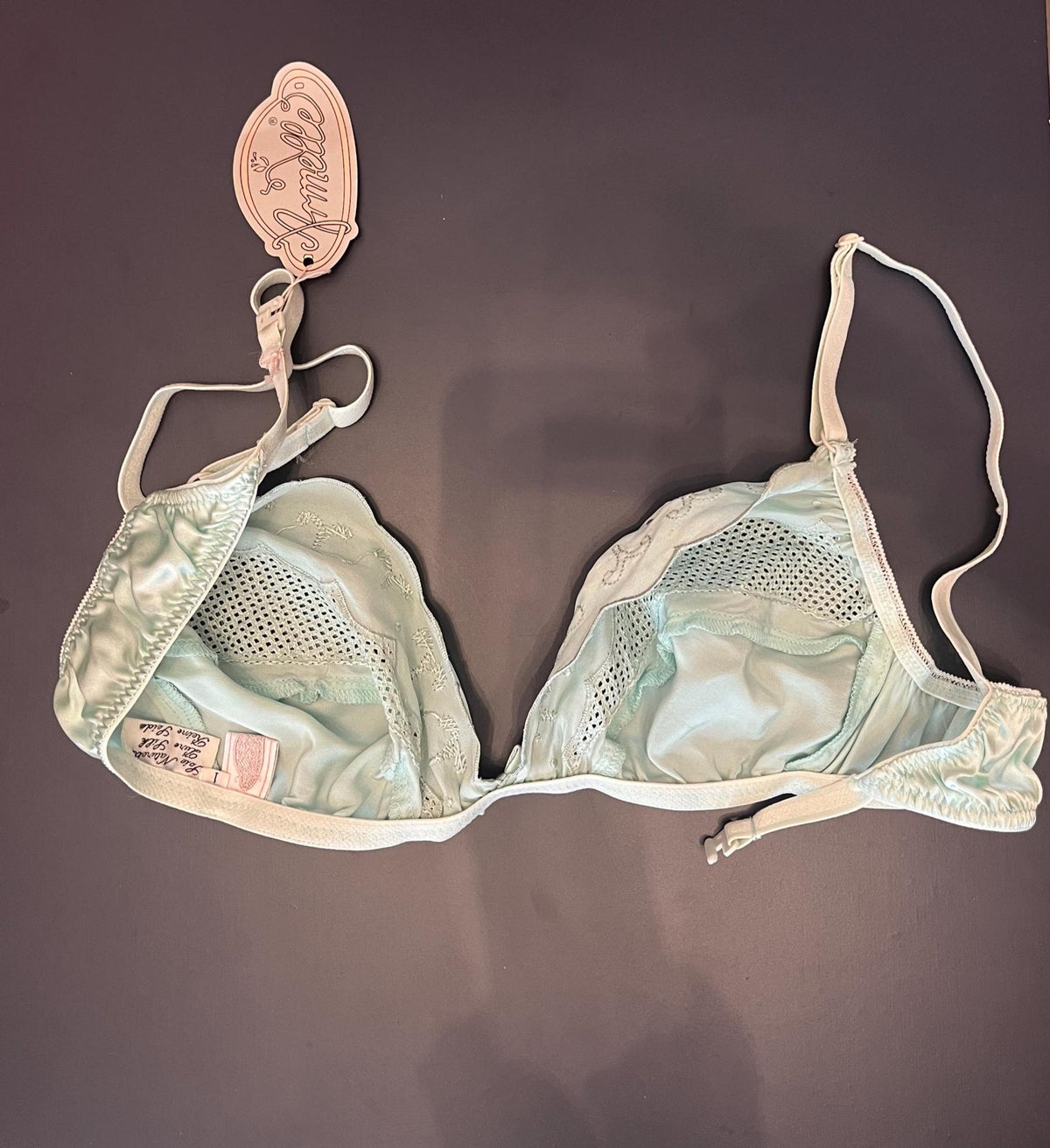 Reggiseno vintage in seta color verde chiaro